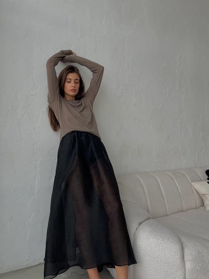 The Dewdrop Satin Skirt